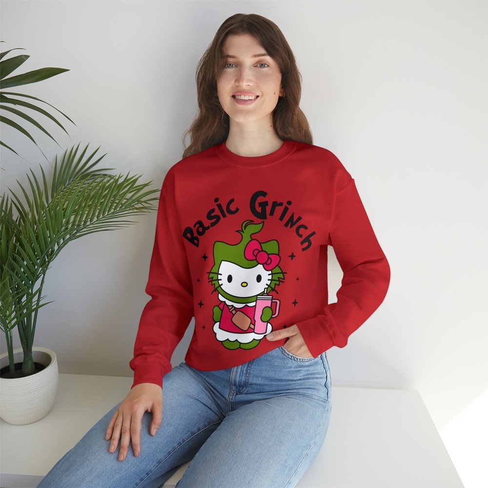 Basic Grinch Hello Kitty crewneck sweater